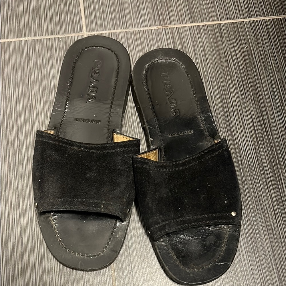 Prada Black Slide Sandals